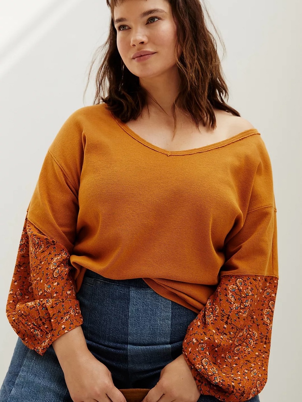 Anthropologie Annette Top Oversized Thermal Waffle Knit V-neck Sz L NWT New